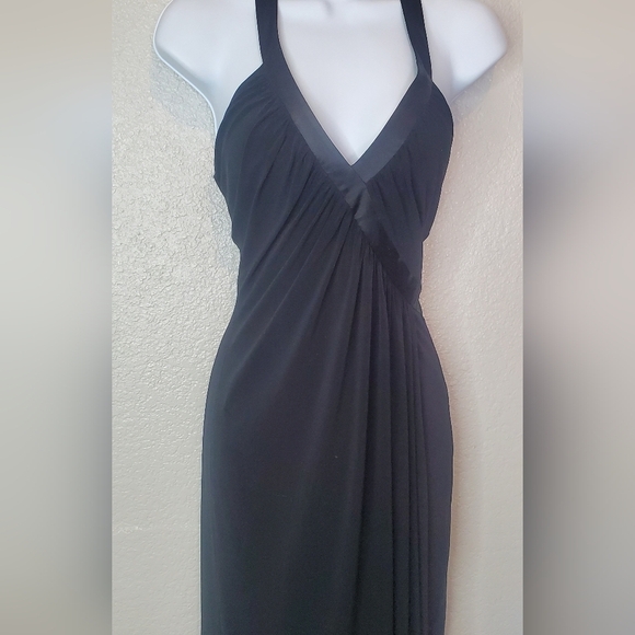 Silk Laundry Shelli Segal LBD Black Halter Open Back Asymetrical Dress Size 6 - Picture 4 of 9